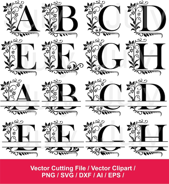 Download Split Monogram Alphabet svg dxf png ai eps Split | Etsy