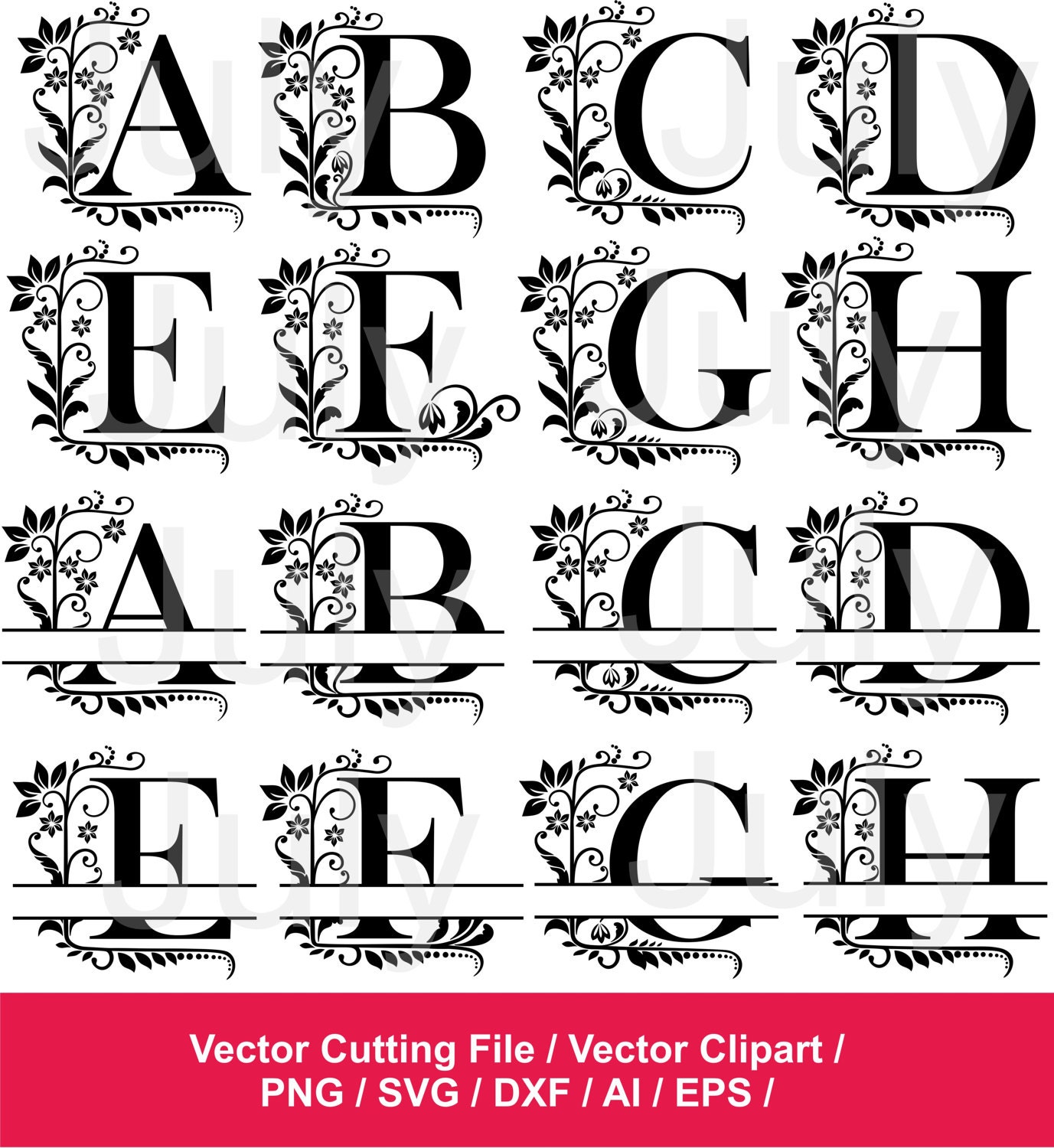 Download Split Monogram Alphabet svg dxf png ai eps Split | Etsy