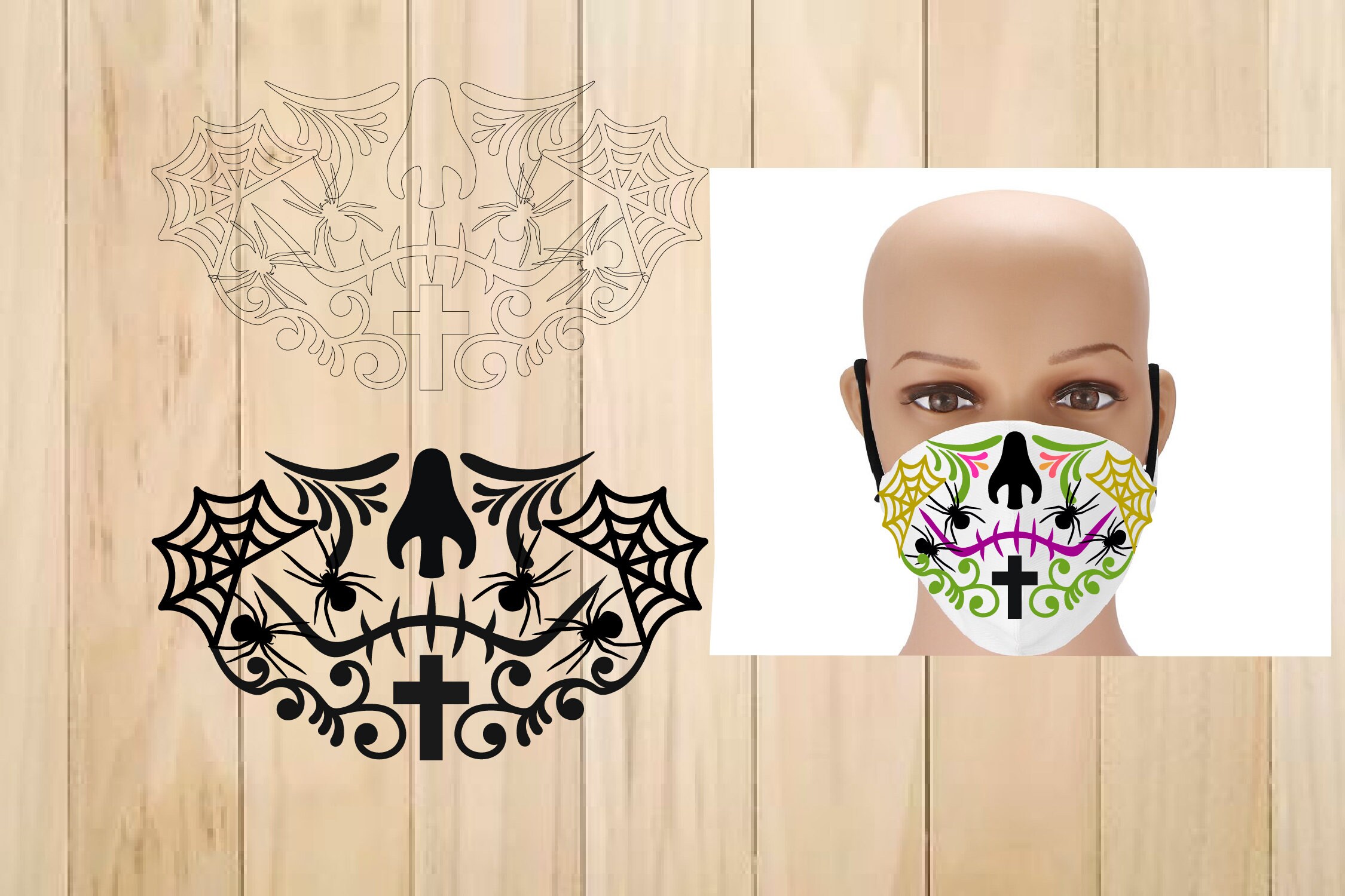 Sugar Skull Face Mask TemplateDay Of The Dead SVG Cut Files Etsy