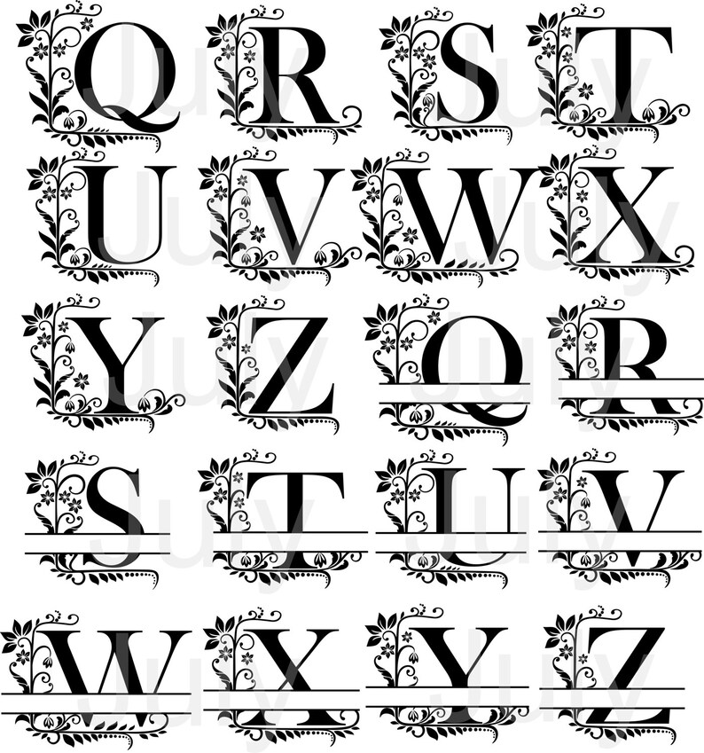 Download Split Monogram Alphabet svg dxf png ai eps Split | Etsy