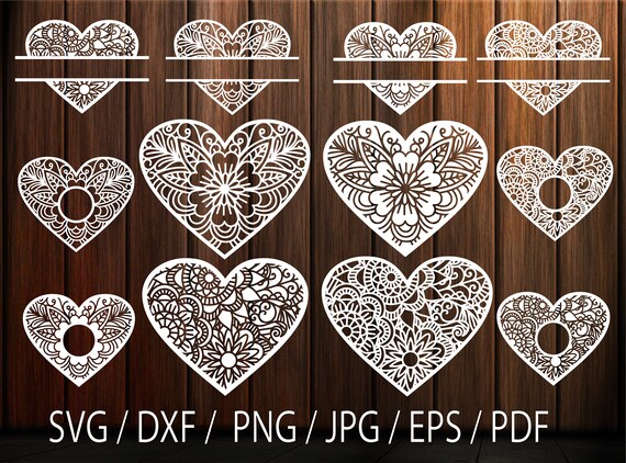 Download Heart Svg Lace Heart Svg Heart Mandala Heart Zentangle Svg Etsy