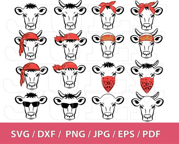 Kuh Kopf Svg Kuh Svg Bauernhof Svg Kuh Gesicht Svg Bandana Etsy