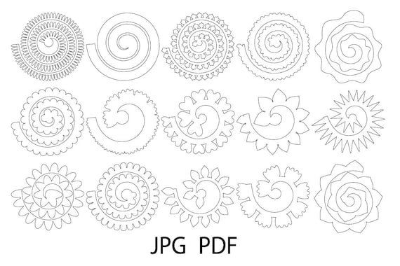 Rolled Flower Svg Flowers Template Rolled Paper Flowers Svg Etsy