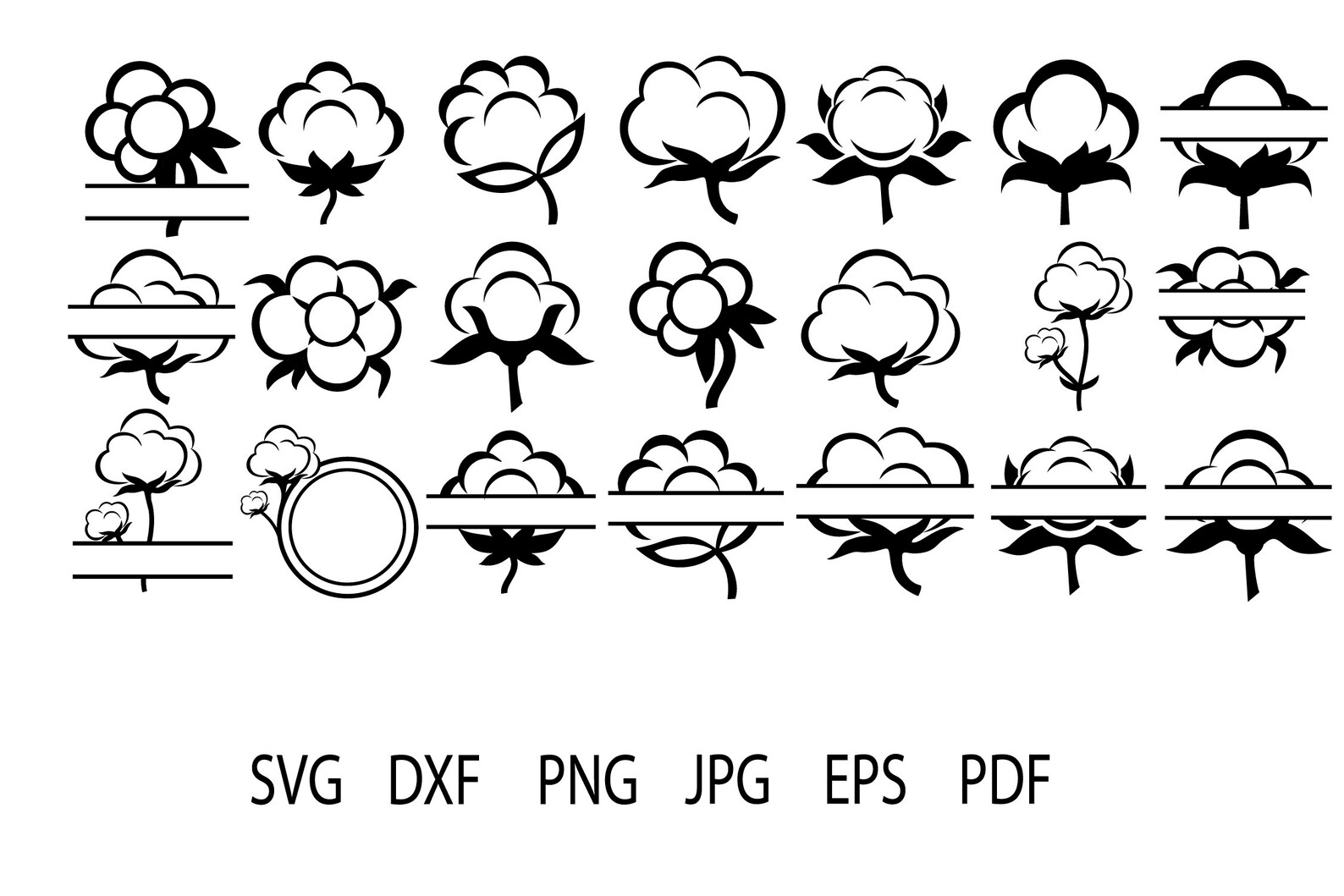 Cotton Boll Monograms SVG Flower SVG cut File Cotton svg Etsy