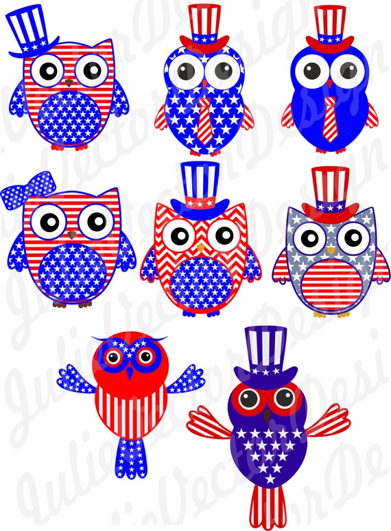 Patriotic Owls Svg Owl SVG 4th of July Svg Flag SVG Cut | Etsy Canada