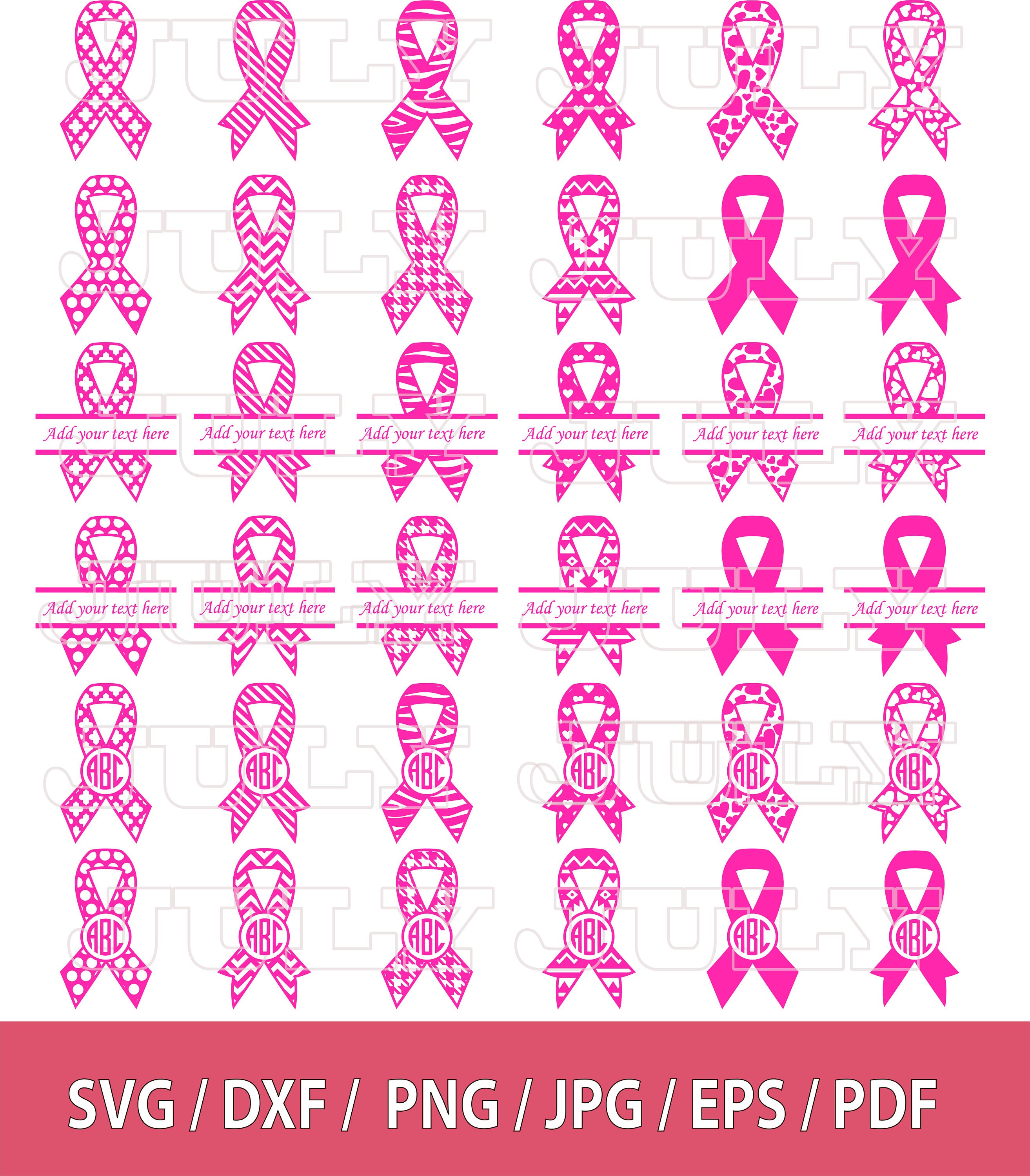 Download Awareness Ribbons SVG Monogram FramesBreast Cancer Cut Files | Etsy