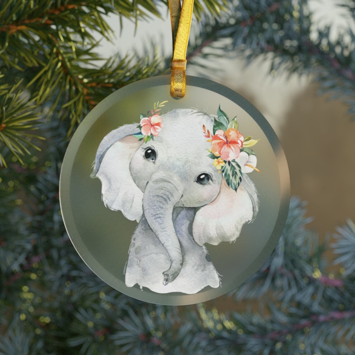 Baby Elephant Glass Ornament Keepsake Stocking Stuffer Etsy