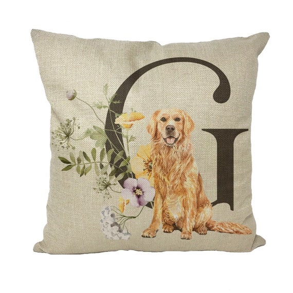 Spring Alphabet Golden Retriever Throw Pillow Cover