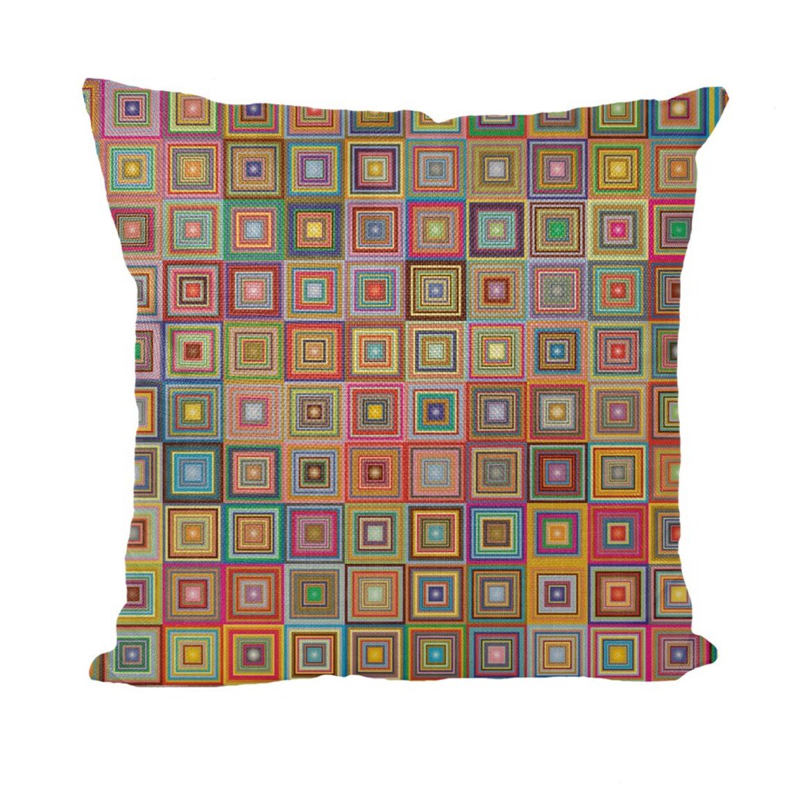 Retro Abstract Squares Throw Pillow Decorative Cover Etsy
