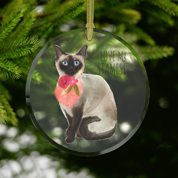 Siamese Cat Glass Ornament Keepsake Window Ornament Suncatcher