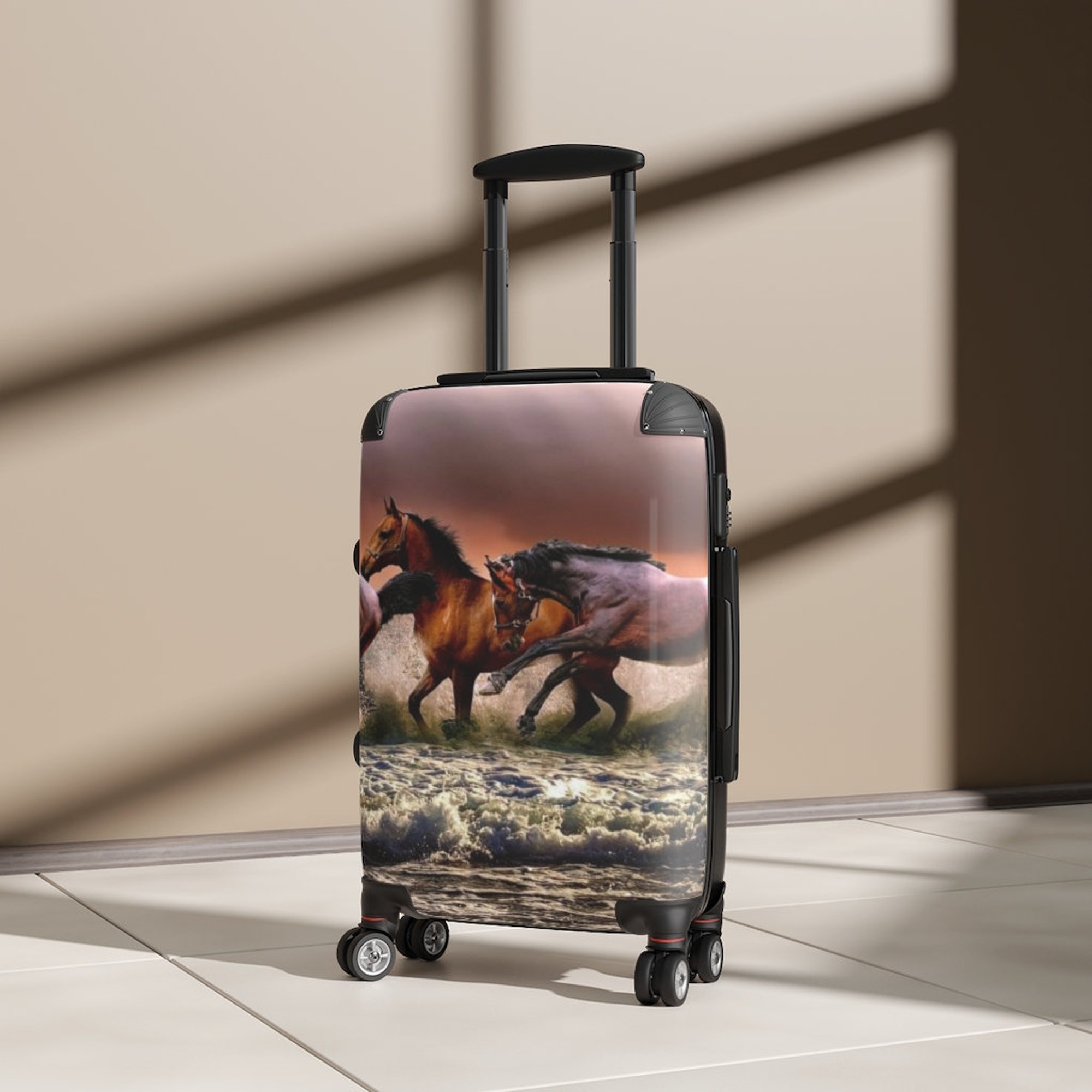 Discover Horses Swimming Cabin Suitcase Carry On Luggage Cabin Suitcase Hard Case Luggage