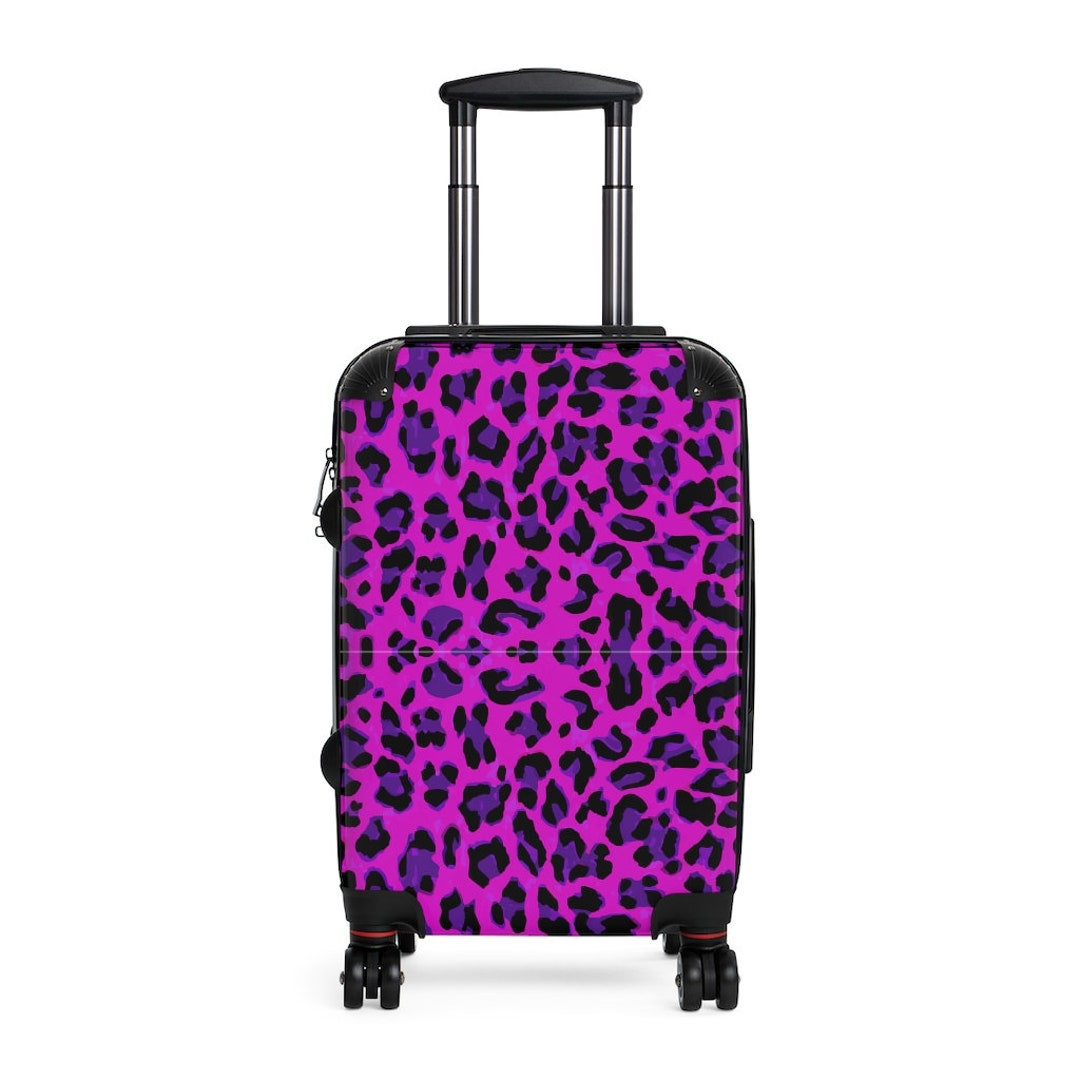 Leopard Hot Pink Cabin Suitcase Carry on Luggage Cabin Suitcase Hard