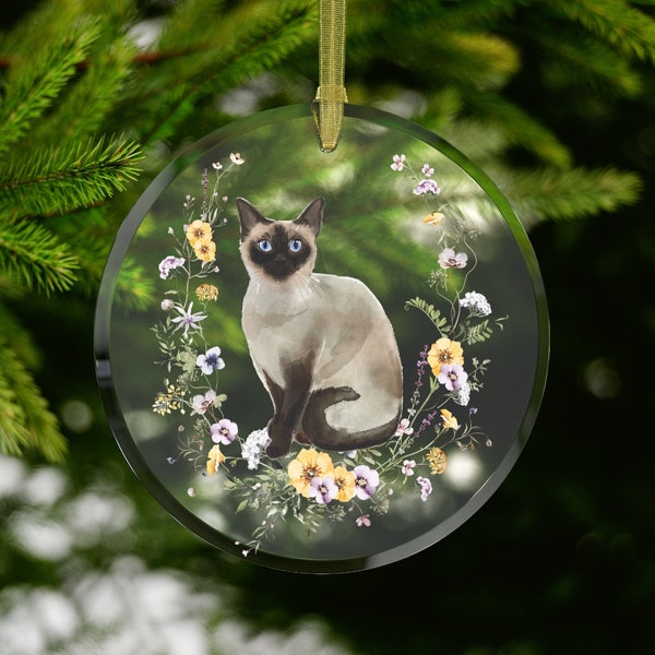 Spring Siamese Cat Glass Ornament Sun Catcher