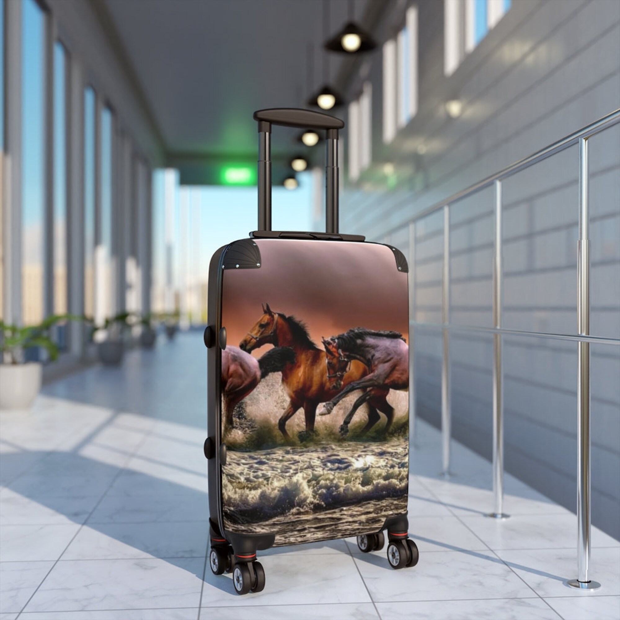 Discover Horses Swimming Cabin Suitcase Carry On Luggage Cabin Suitcase Hard Case Luggage