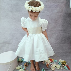 Flower girl dress Pippas Middelton wedding dress model. Royal wedding girl dresses. Whole Ivory silk . Knee classic flower girl dress cancan image 3