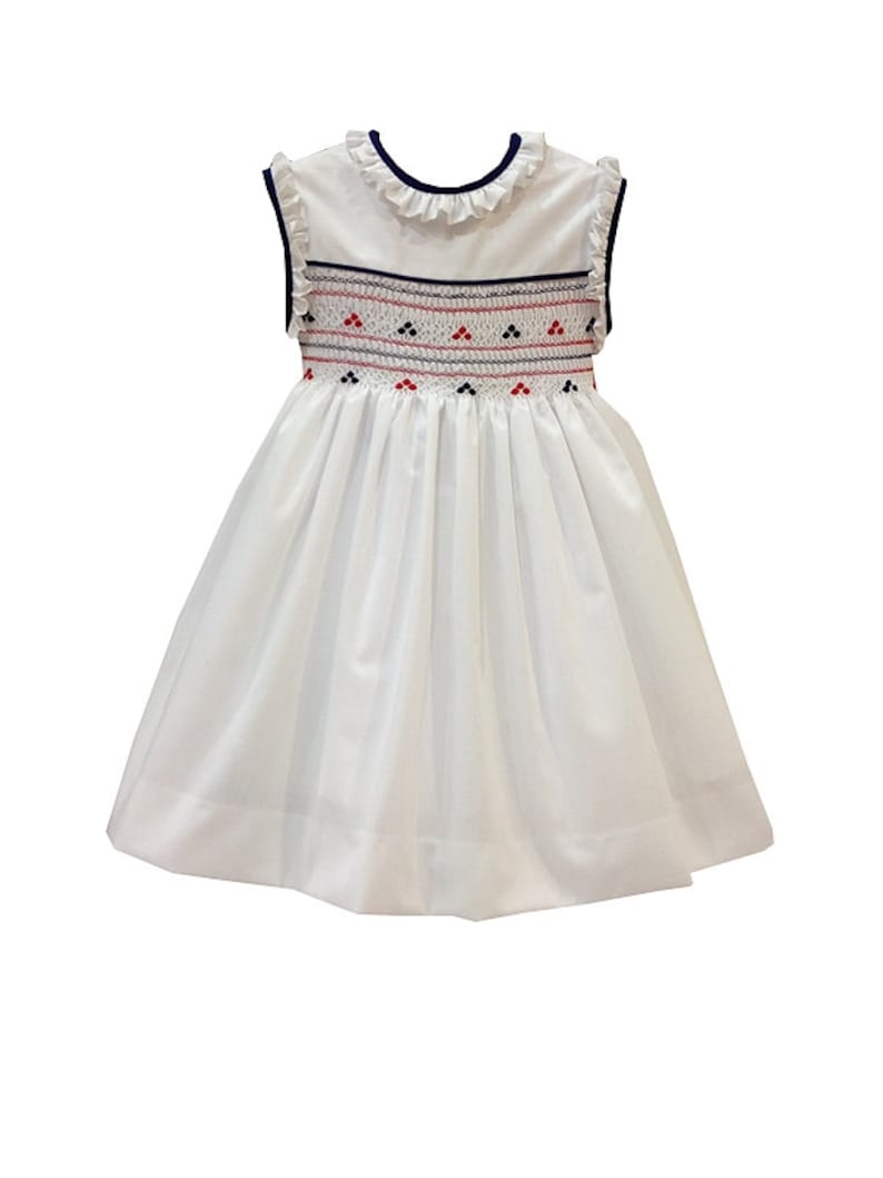 Vestido niña nido de abeja hecho a mano punto smock bordado a - Etsy España