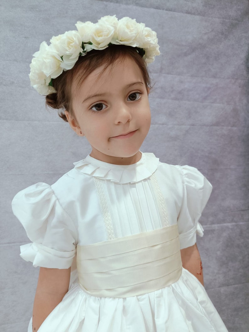 Flower girl dress Pippas Middelton wedding dress model. Royal wedding girl dresses. Whole Ivory silk . Knee classic flower girl dress cancan image 1