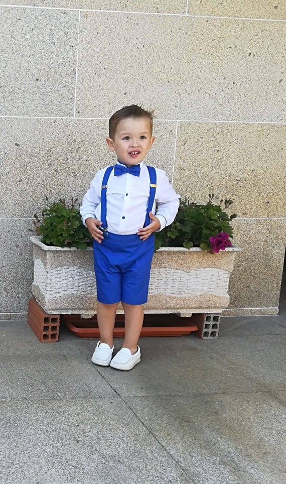 Traje de niño boda. con pantalón azul - Etsy España