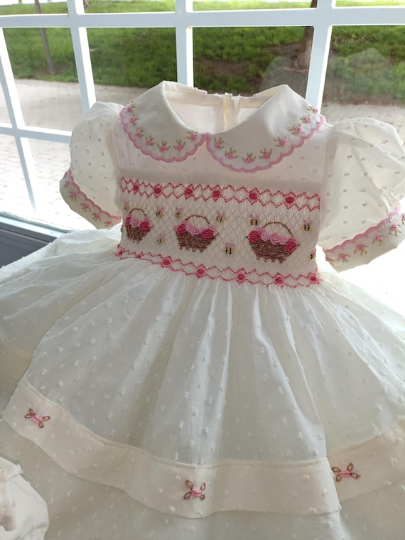 white christmas dresses Border Print Blue Floral Smocked Dress