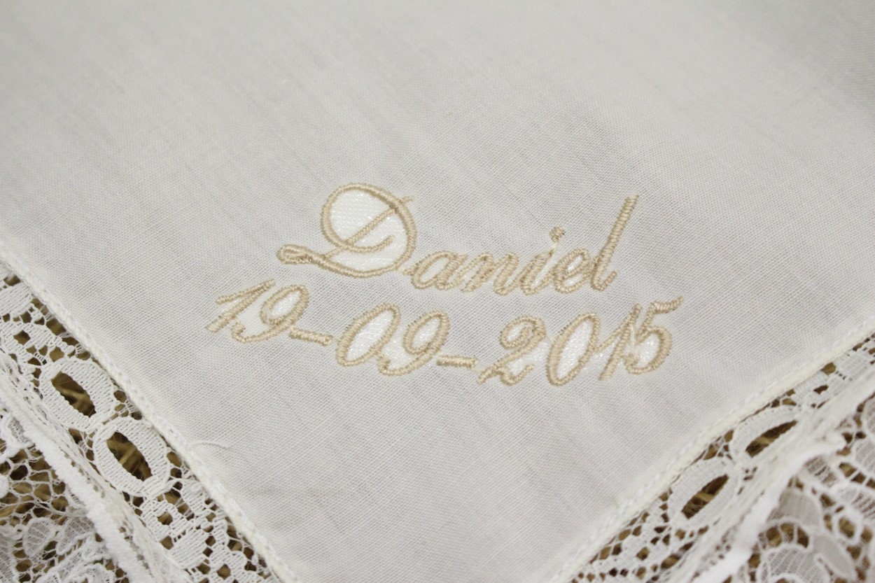 Fazzoletto Battesimo Personalizzato Coccole - 35x35 Cm In Piquet Con Nome E Data - Foto 2