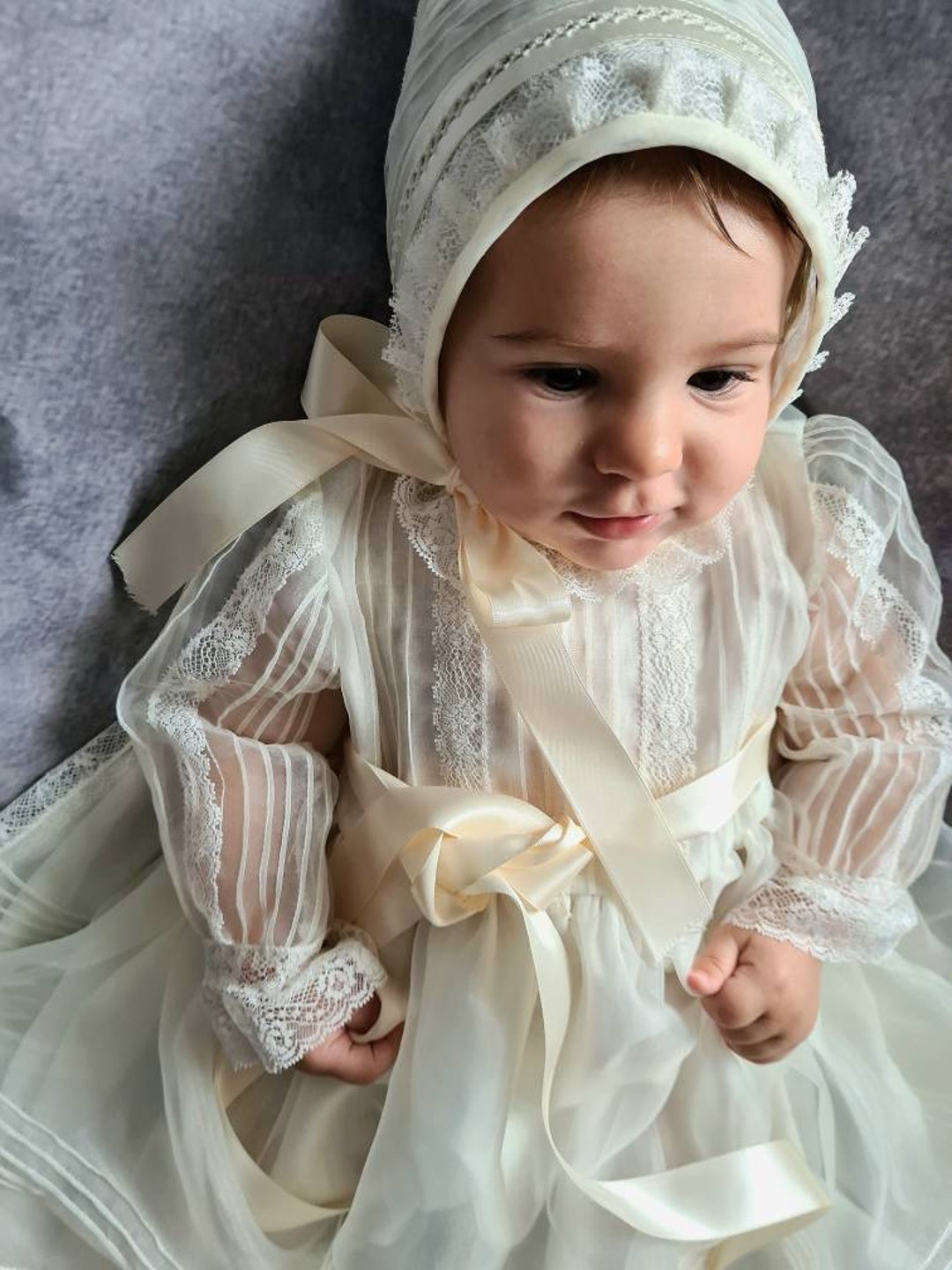 knee length dresses for ladies IVORY Lace Christening Dress