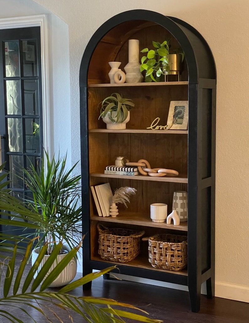 Easy to make DIY ArchTop Bookcase with 5 shelves and wood construction