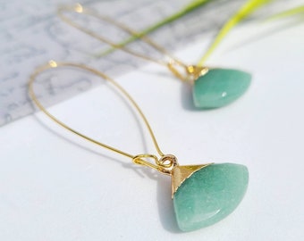 Aventurine earrings-gold filled 22 k-handmade in Quebec-quality jewelry-fine stones-women's gift