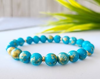 Jade Mashan bracelet with gold powder, handmade in Quebec, gift for women