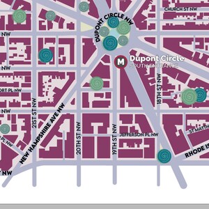 Dupont Circle Decorative Map Print 11x17 in Washington DC | Etsy
