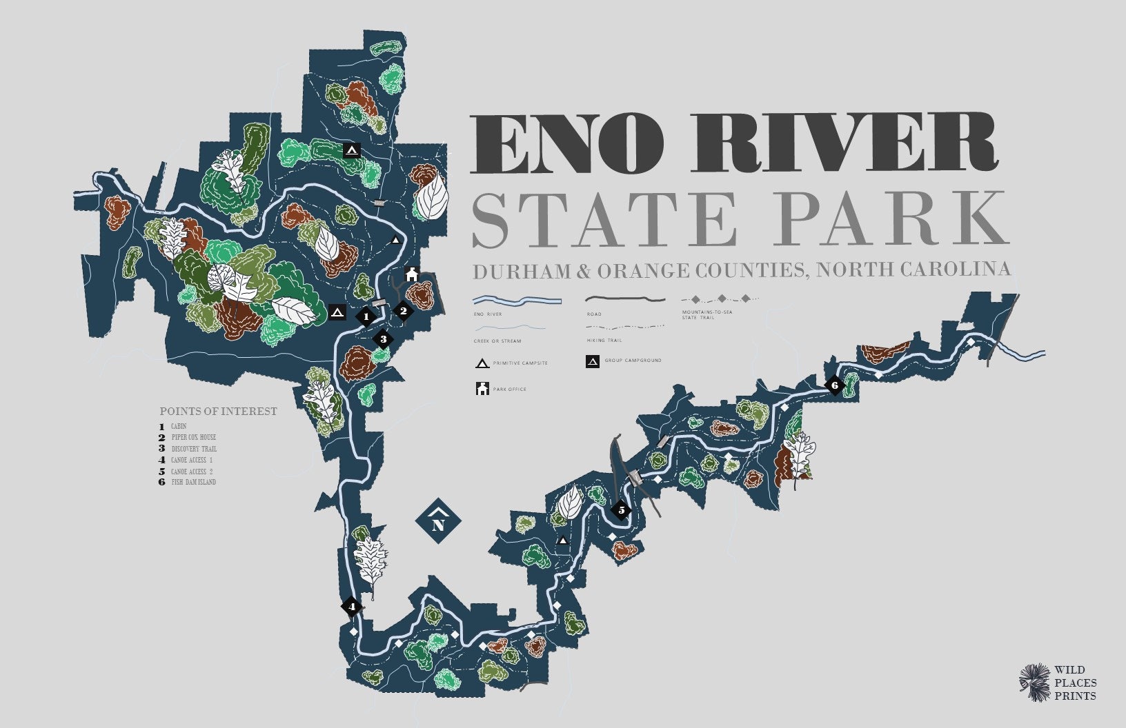 Eno River State Park Map Eno River State Park Decorative Map Print 11X17 - Etsy