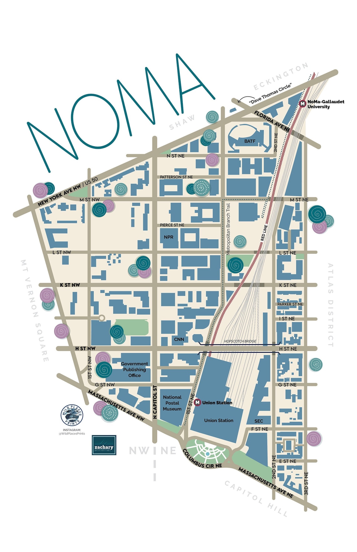 NoMa Washington DC 11x17 neighborhood map print Etsy