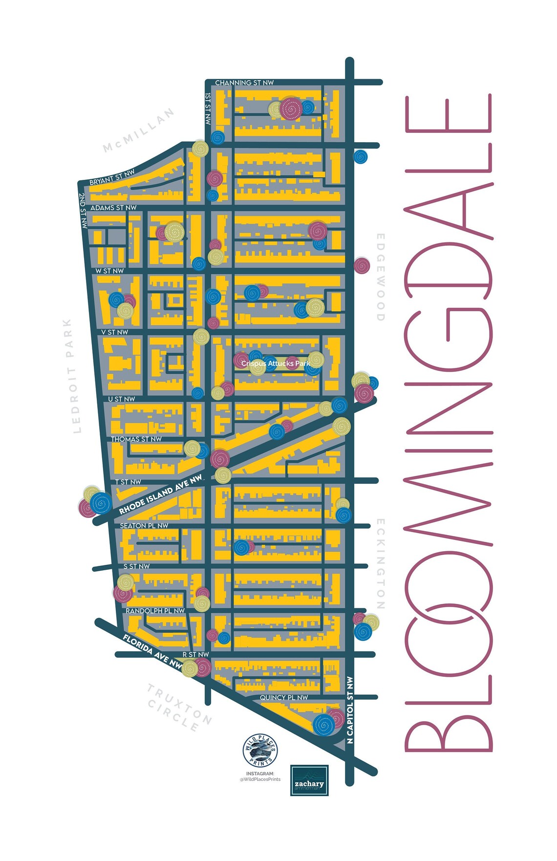 Bloomingdale DC neighborhood map 11x17 decorative map print Etsy