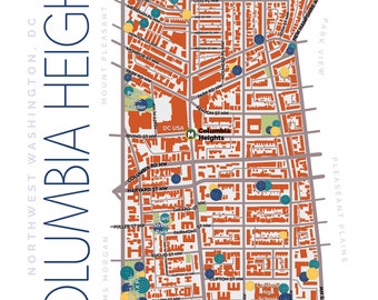 Columbia Heights Dc Map Columbia Heights Map | Etsy