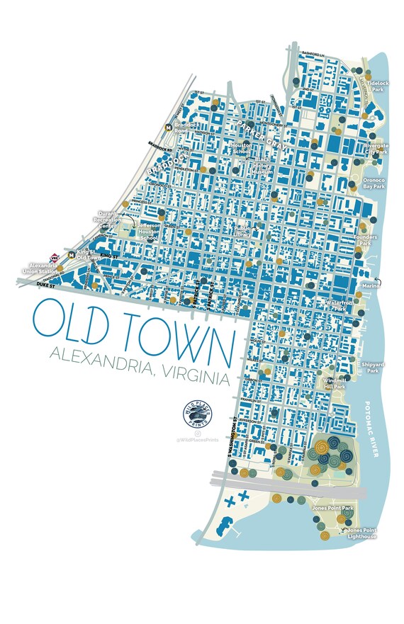 Map Of Old Town Alexandria Old Town Alexandria Virginia Neighborhood Map Print 11X17 | Etsy