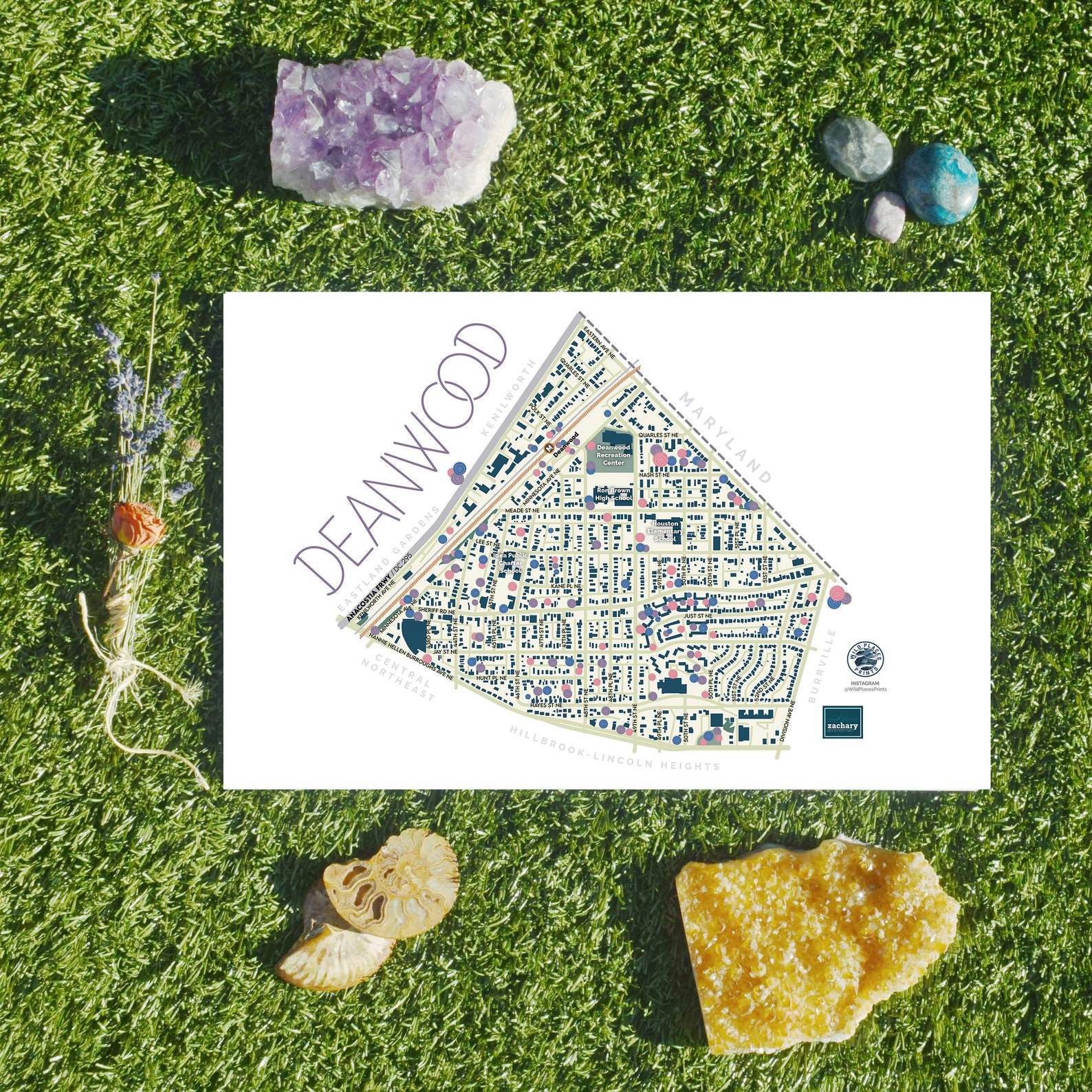 Deanwood DC Neighborhood Map Art Print 11x17 Inches Deanwood Etsy
