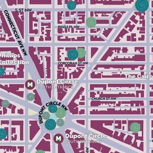 Dupont Circle Decorative Map Print 11x17 in Washington DC | Etsy
