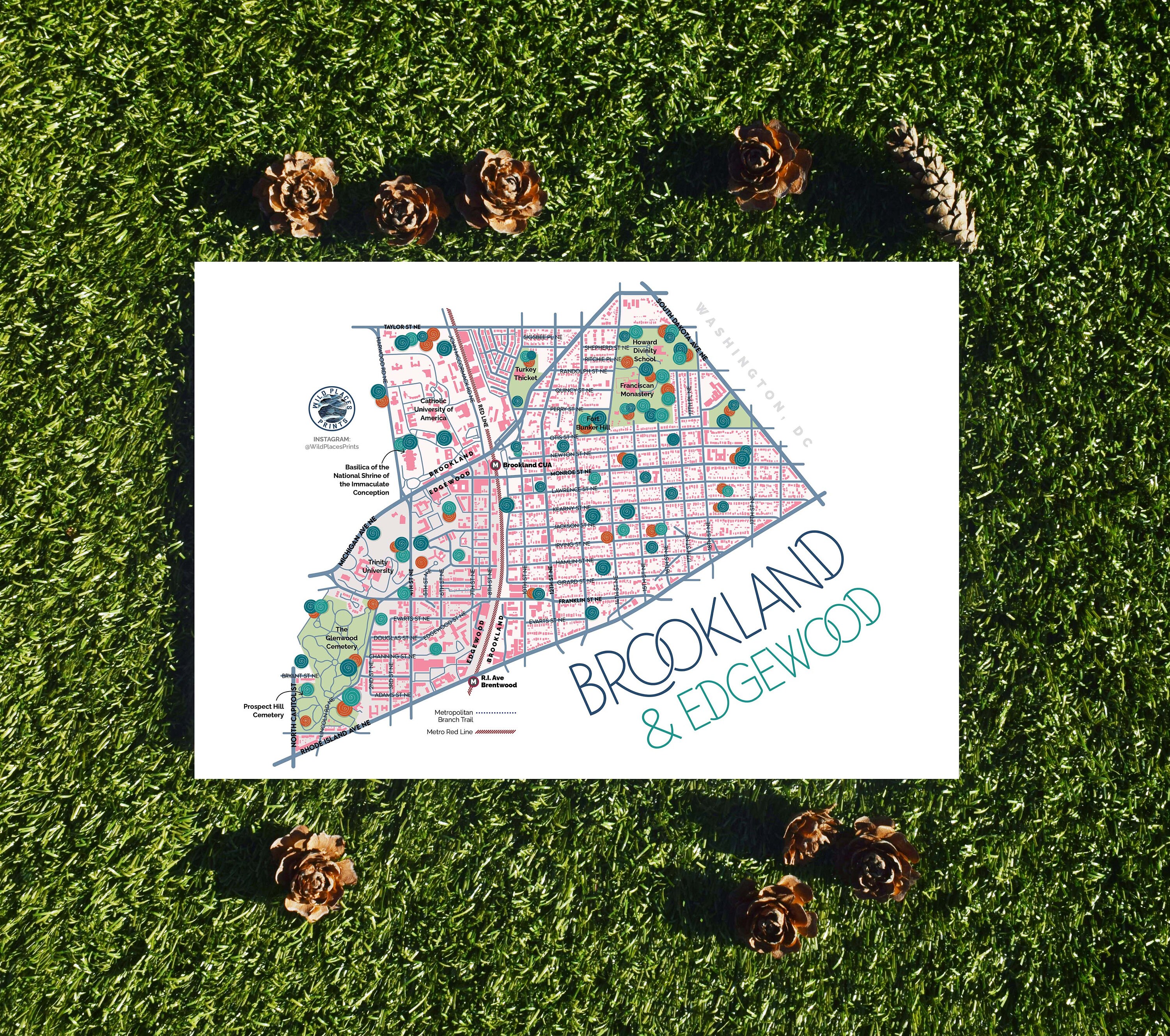 La Casa De Las Carcasas Vecindario Mapa del vecindario de Brookland and Edgewood Northeast - Etsy México