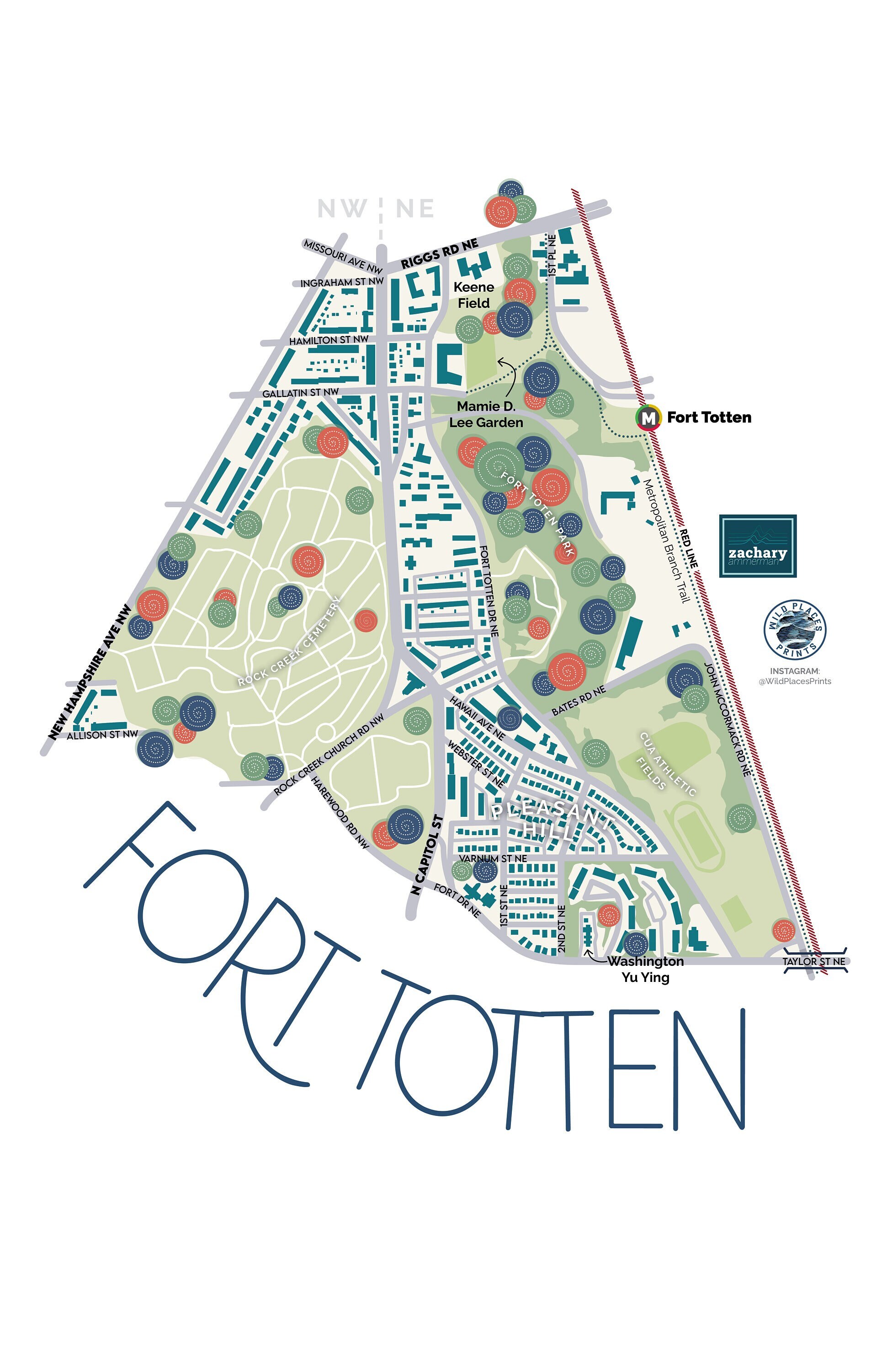Fort Totten Park Map Fort Totten Dc Neighborhood Map Print 11X17 - Etsy Norway