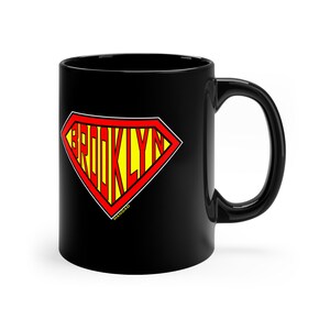 SUPER BROOKLYN Pop Art 11oz Black Mug
