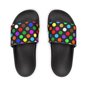 MULTI Color Polka Dot Pop Art Womens Slide Sandals