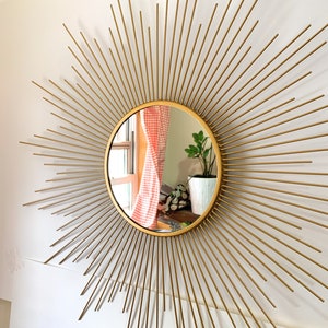 Decorative Starburst Mirror,Metal Wall Mirror,Wall Hanging Mirror in Sunburst Shape Sunburst Mirror image 2