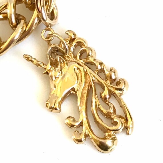 Vintage Love, Luck & Unicorn Charm Dangle Bracelet - image 5