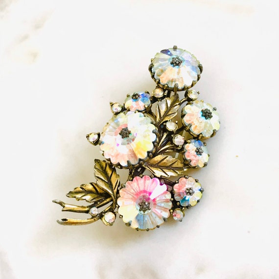 Vintage WEISS AB Flower Margarita Rivoli Rhinesto… - image 1