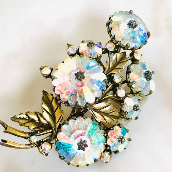 Vintage WEISS AB Flower Margarita Rivoli Rhinesto… - image 4