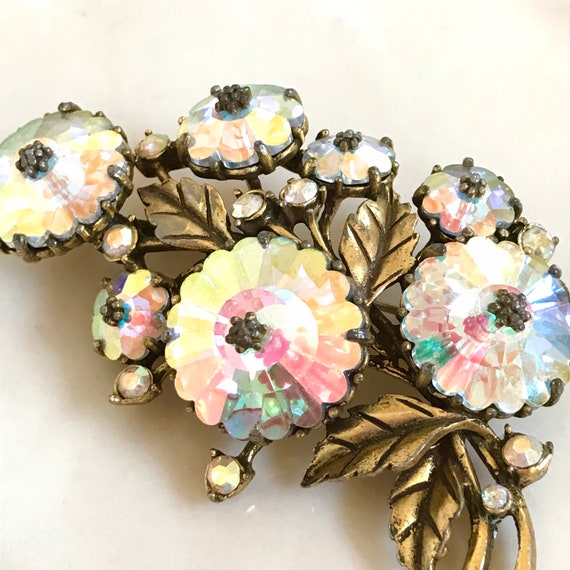 Vintage WEISS AB Flower Margarita Rivoli Rhinesto… - image 3