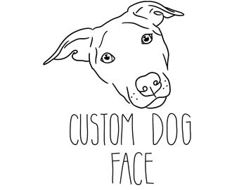 Hand-drawn digital personalized line drawing tattoo style pet face custom