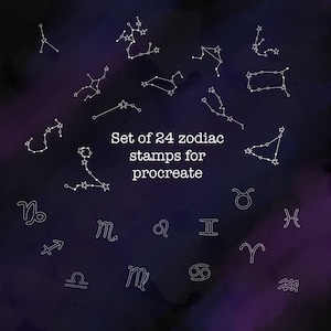 24 zodiac stamp set for procreate