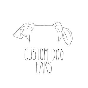 Hand- drawn digital personalized line drawing tattoo style pet ears custom