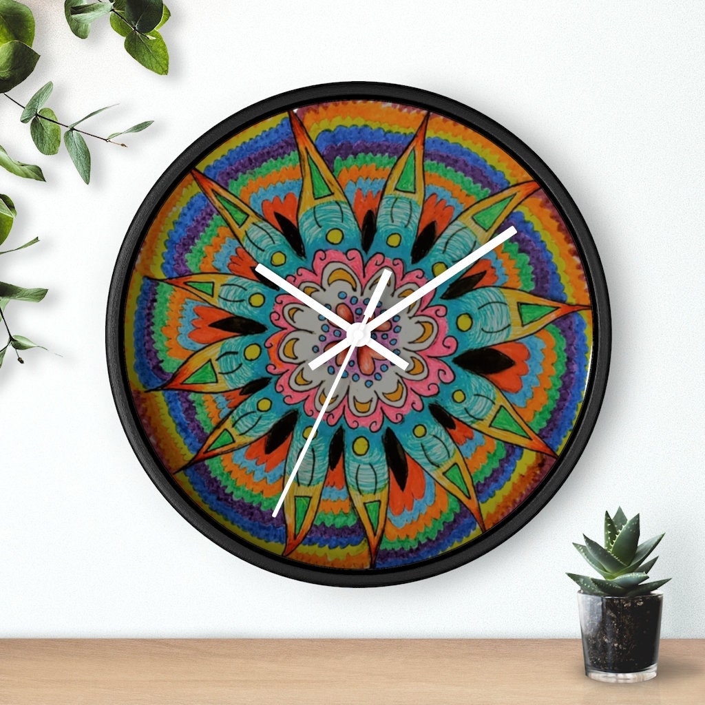 Analog Wall Clock Funky Flower Etsy