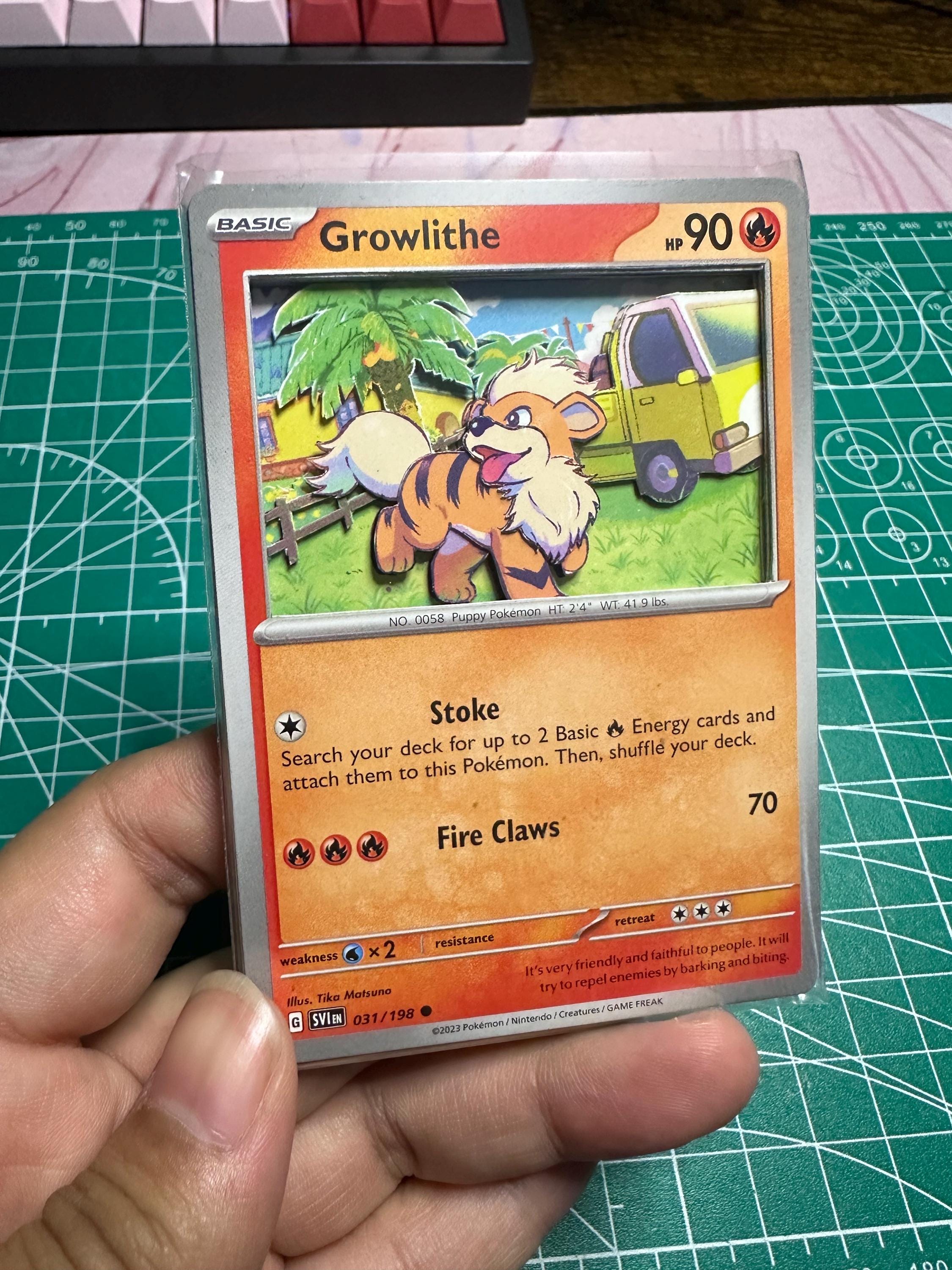 Growlithe 3D Pokemon Card